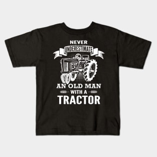 Old Man Tractor Kids T-Shirt